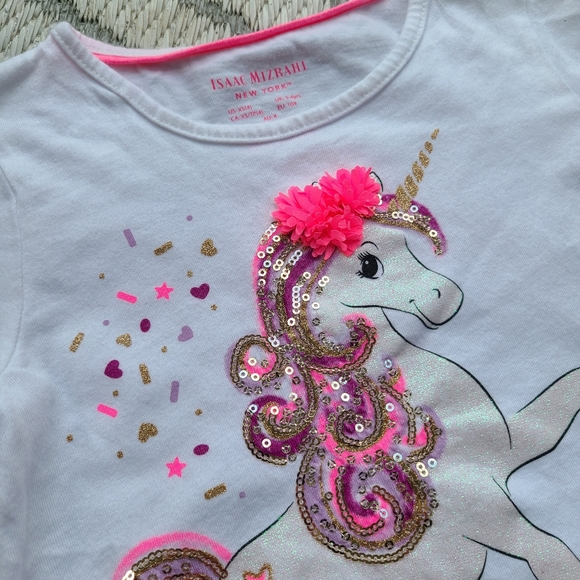 Unicorn tee with ruffled sleeves for little girl, size XS (4) - Picture 2 of 5